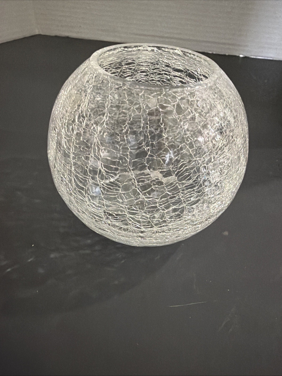 clear crackle glass Vase Or Candle Holder