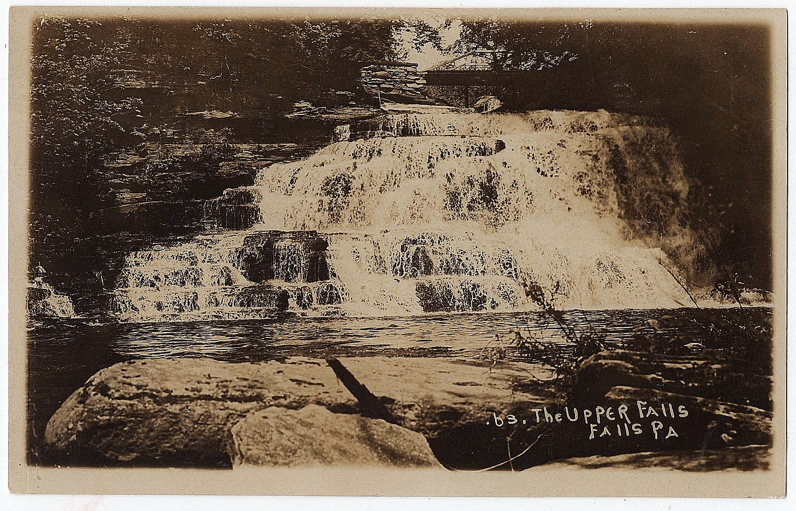 1904 Falls PA RPPC Susquehanna Upper Waterfall Wyoming Co. Real Photo Postcard