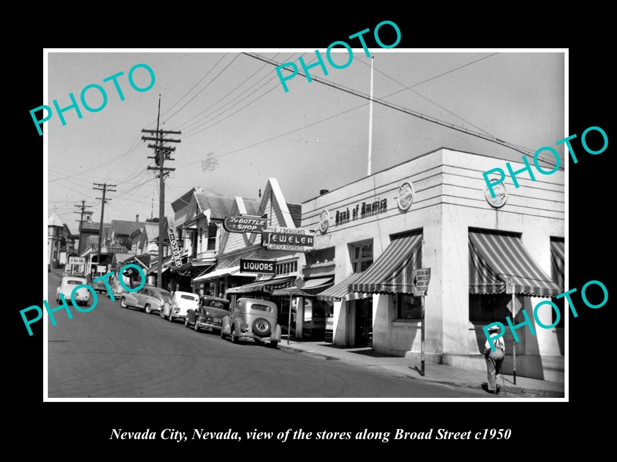 Nevada City Nevada View Of Stores On Broad St c1950 Old Large Historic Photo