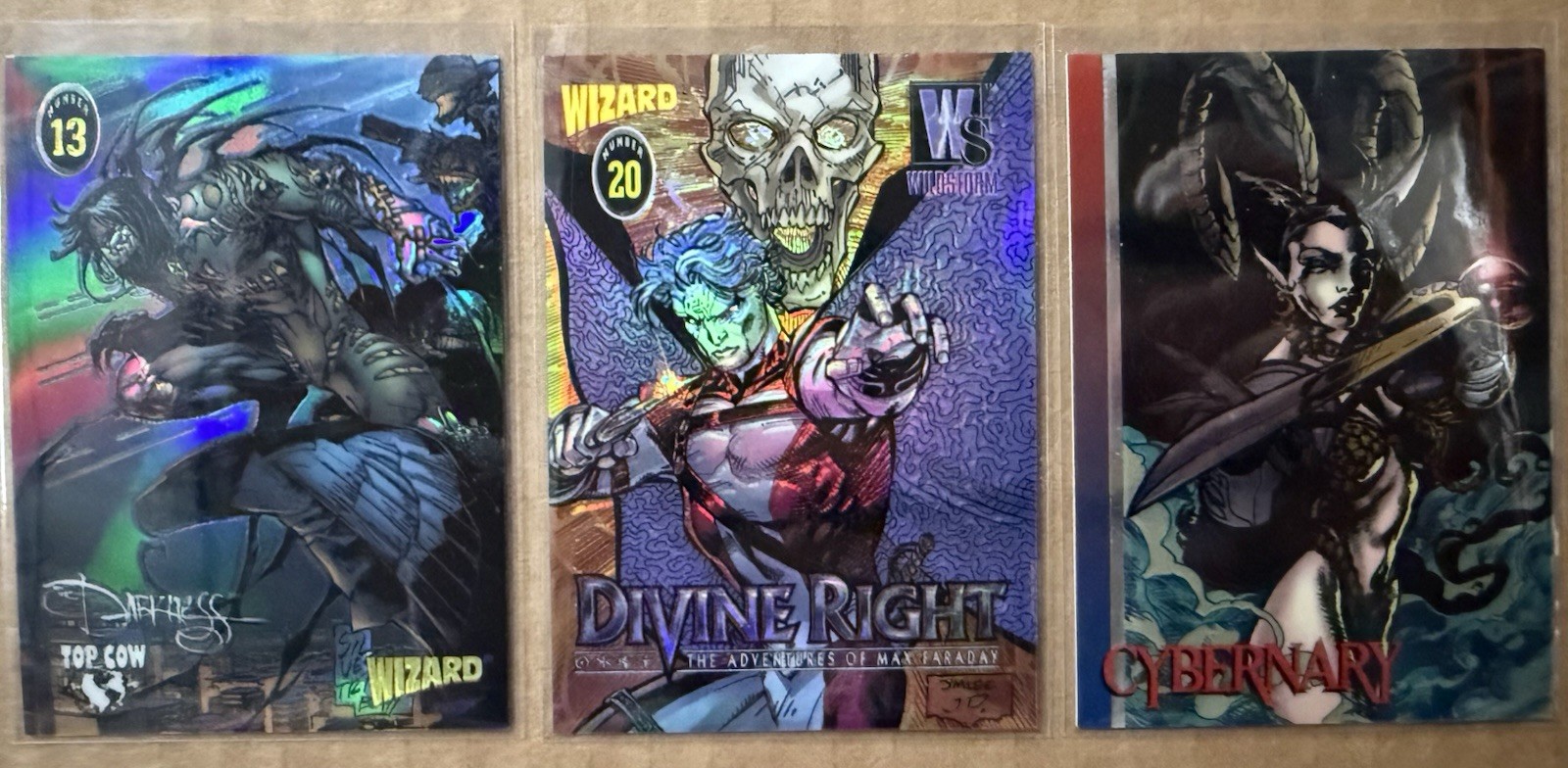 Wizard Magazine 1995 Chromium Promo #13 Darkness, #20 Divine Right, #9 Cybernary Wizard Magazine 1995 Chromium Promo #13 Darkness, #20 Divine Right, #9 Cybernary