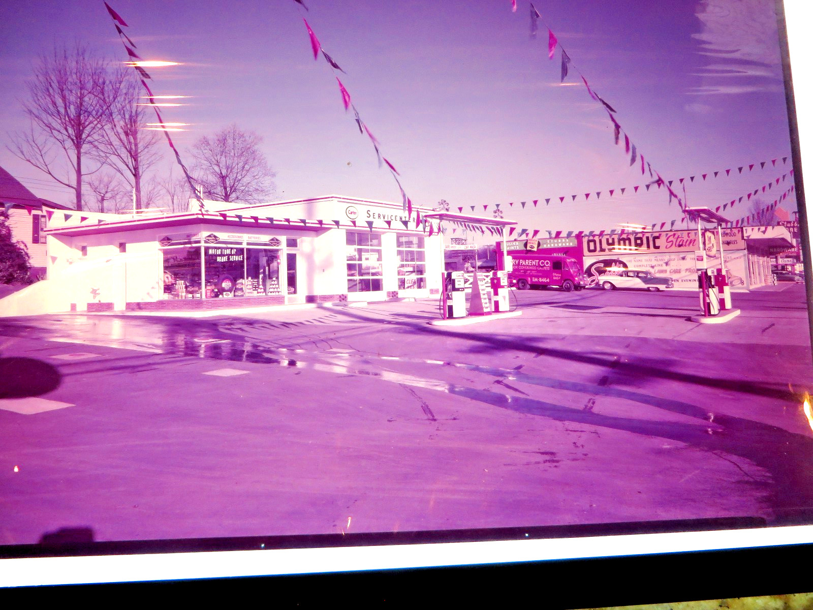 3 Vintage 8x10 Negatives Seattle Carter Service  Gas Station 1950s?