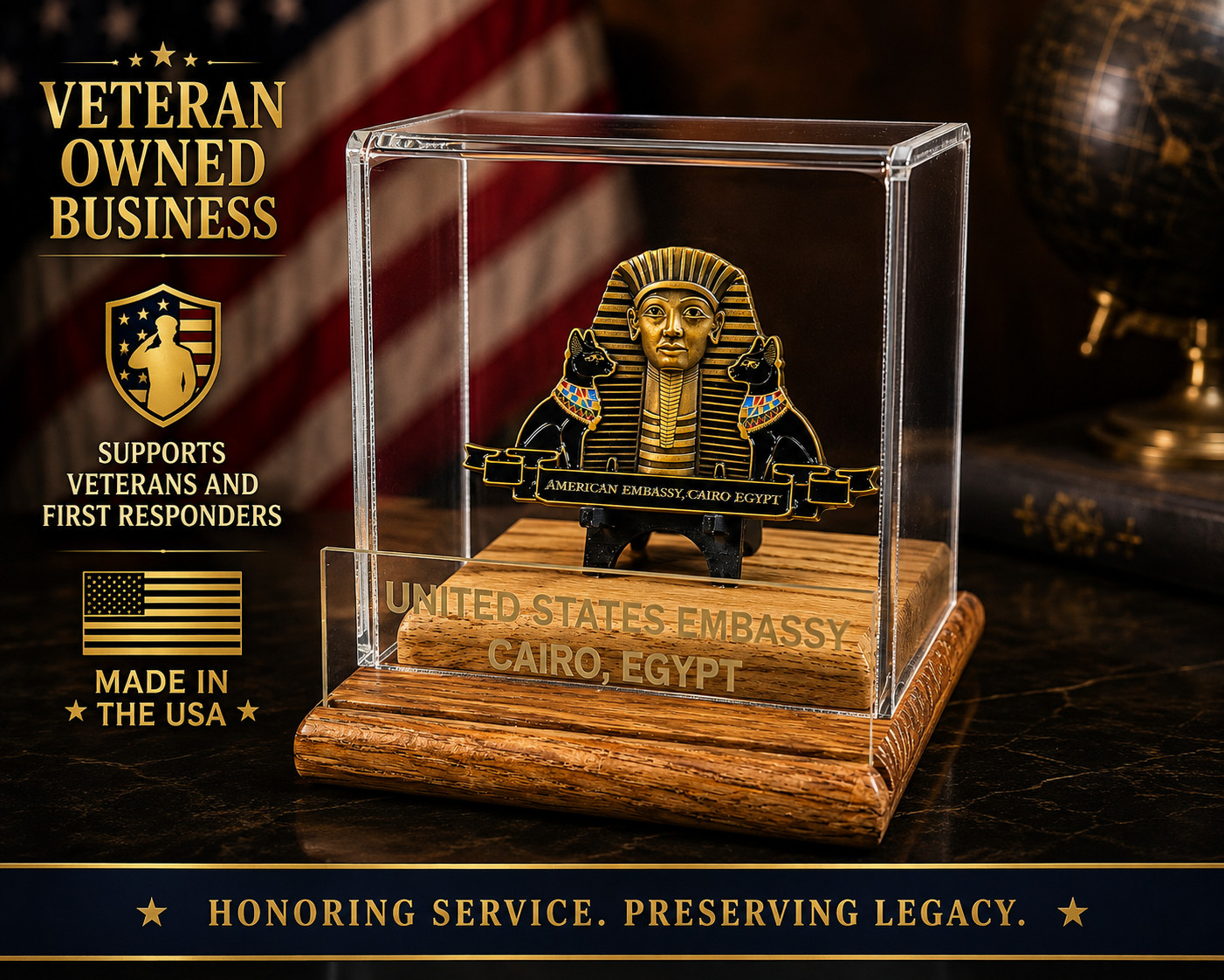 U.S. Embassy Cairo Egypt Challenge Coin Display Case b-91
