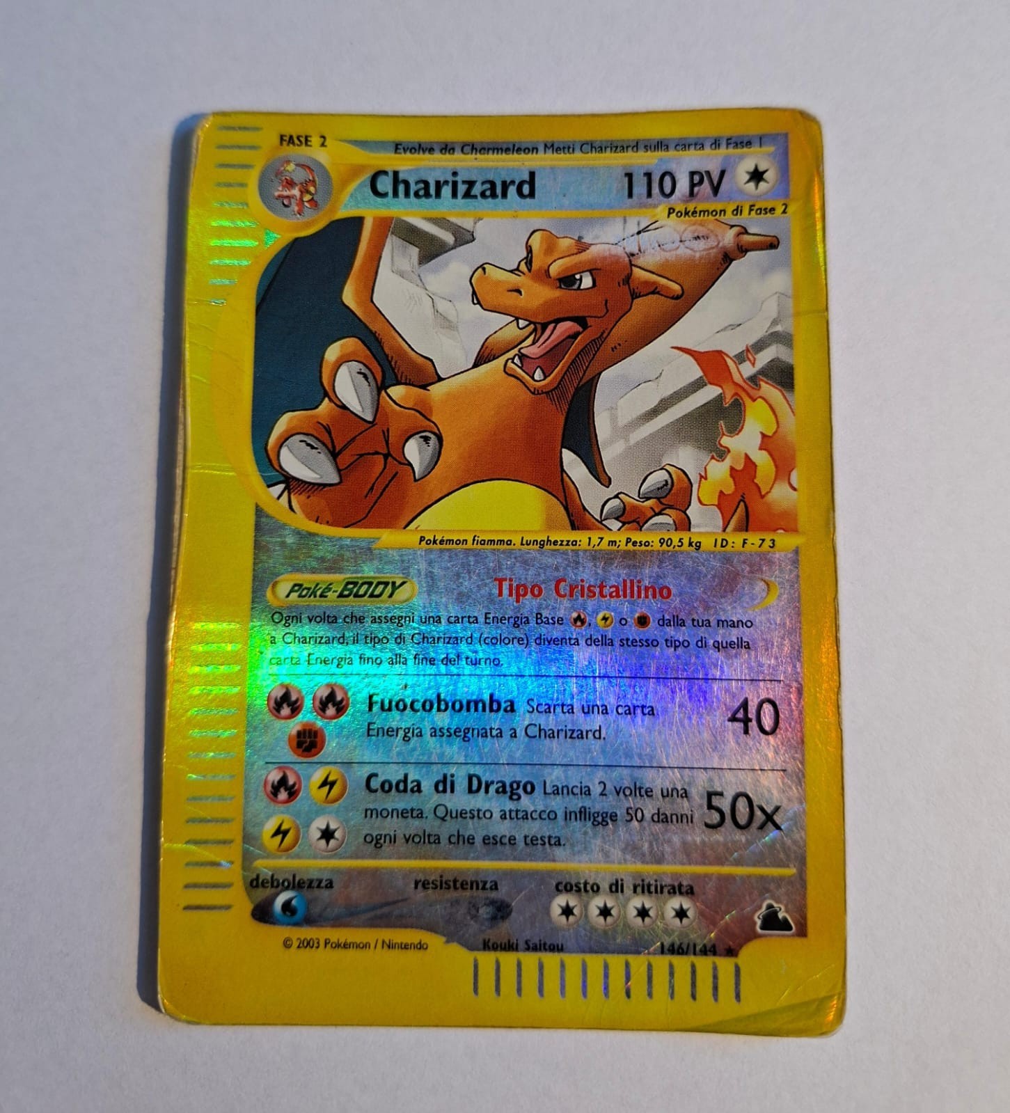 Crystal Charizard Reverse Holo Rare #146/144 2003 WOTC Skyridge Pokemon TCG ITA