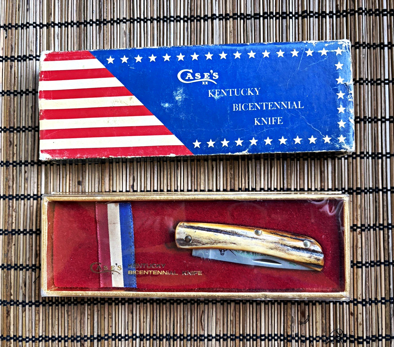 Case XX 5137 4 dot 1976 Kentucky Bicentennial Stag Sod Buster knife 