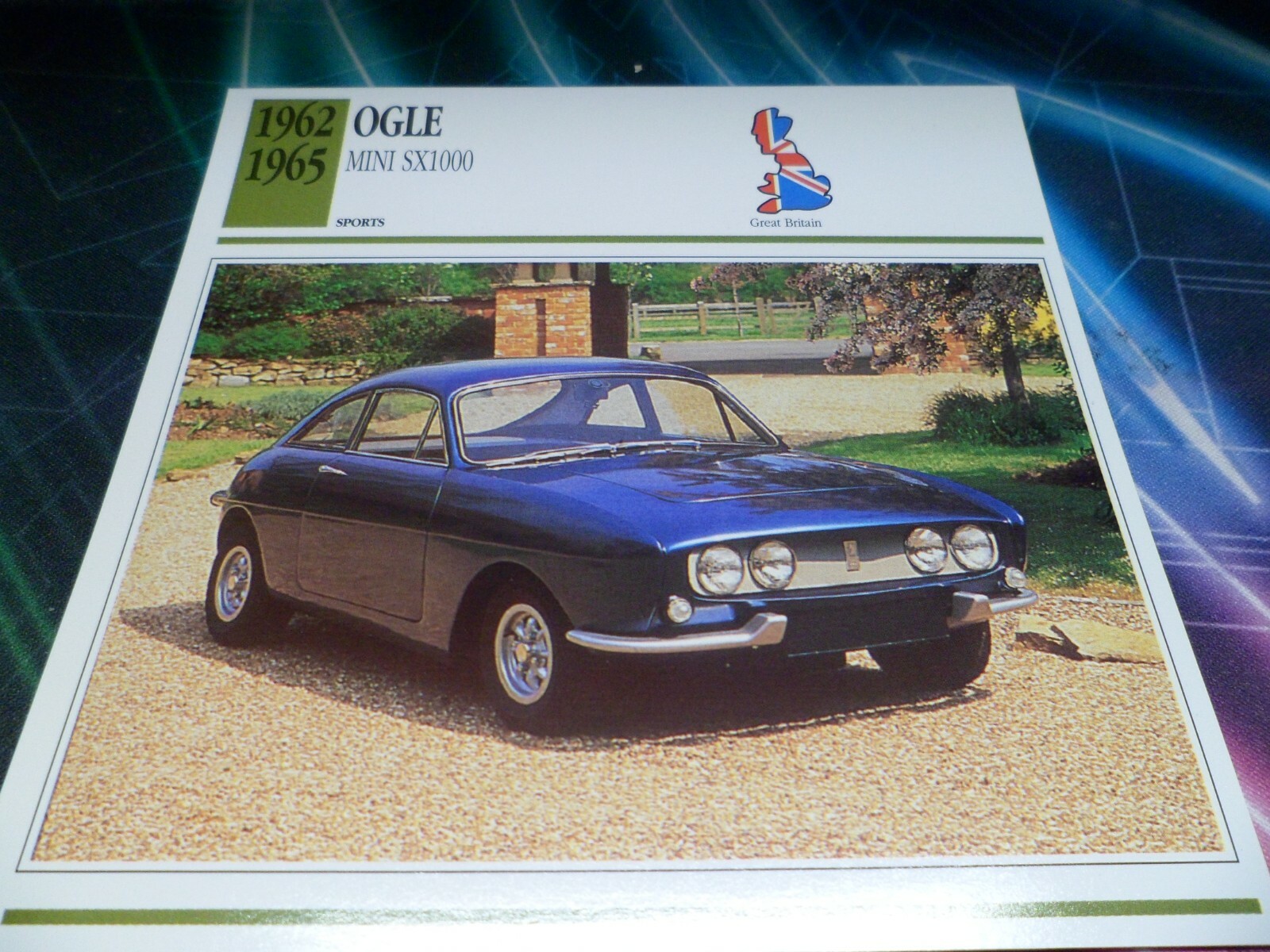 1962 - 1965 Ogle Mini SX1000 Car Photo Spec Sheet Stat Info CARD 1962 - 1965 Ogle Mini SX1000 Car Photo Spec Sheet Stat Info CARD