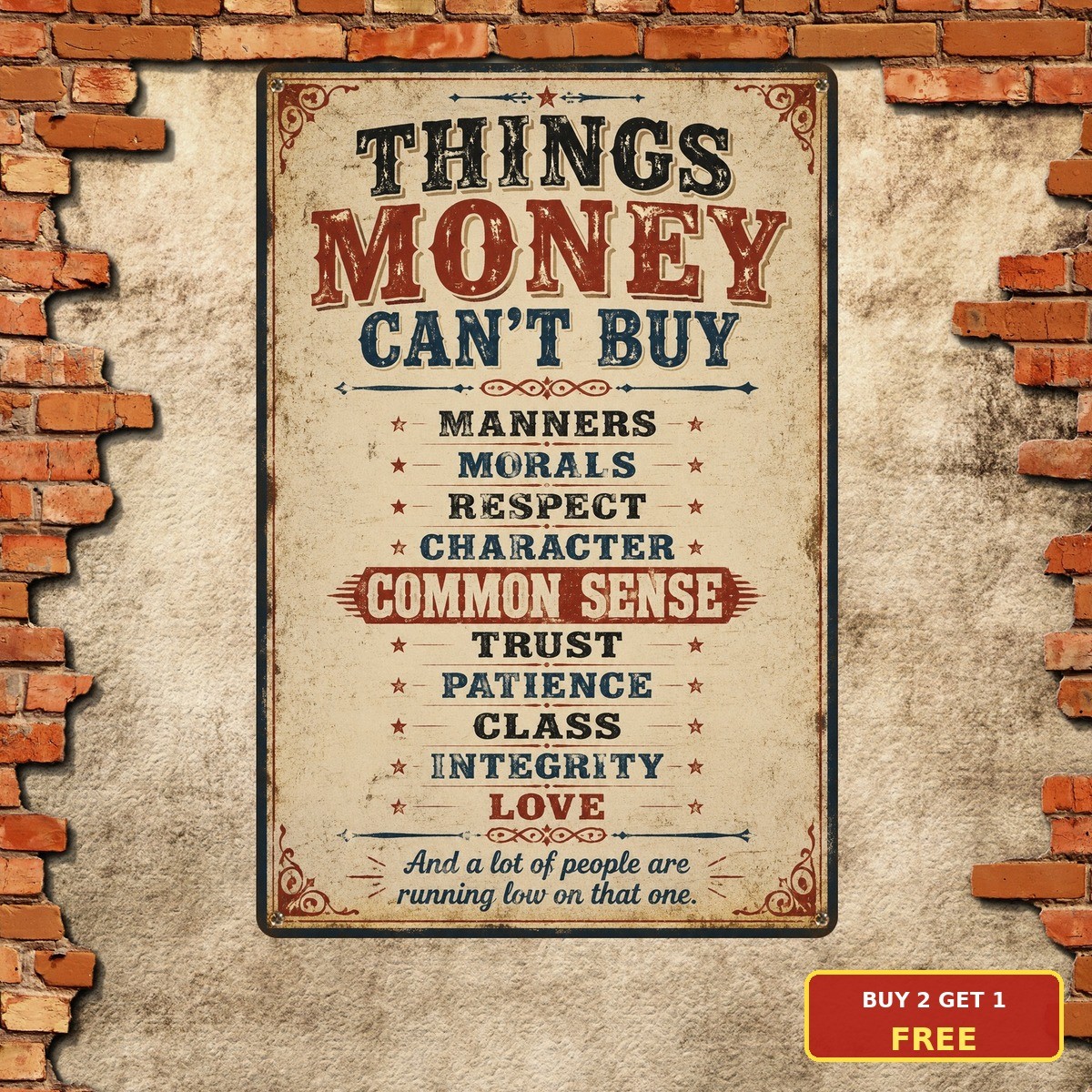 Things Money Can't Buy Vintage Painting Metal Sign Retro Home Wall Decor Art