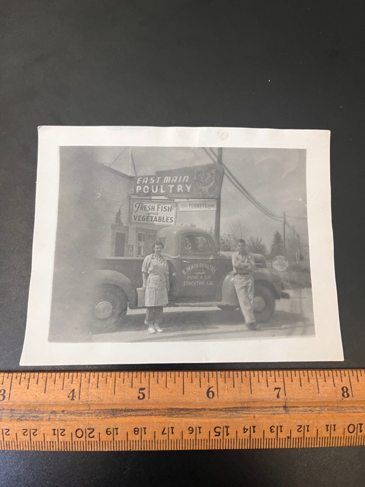 Real Photo Stockton California East Main Poultry Store & Delivery Truck 1930s