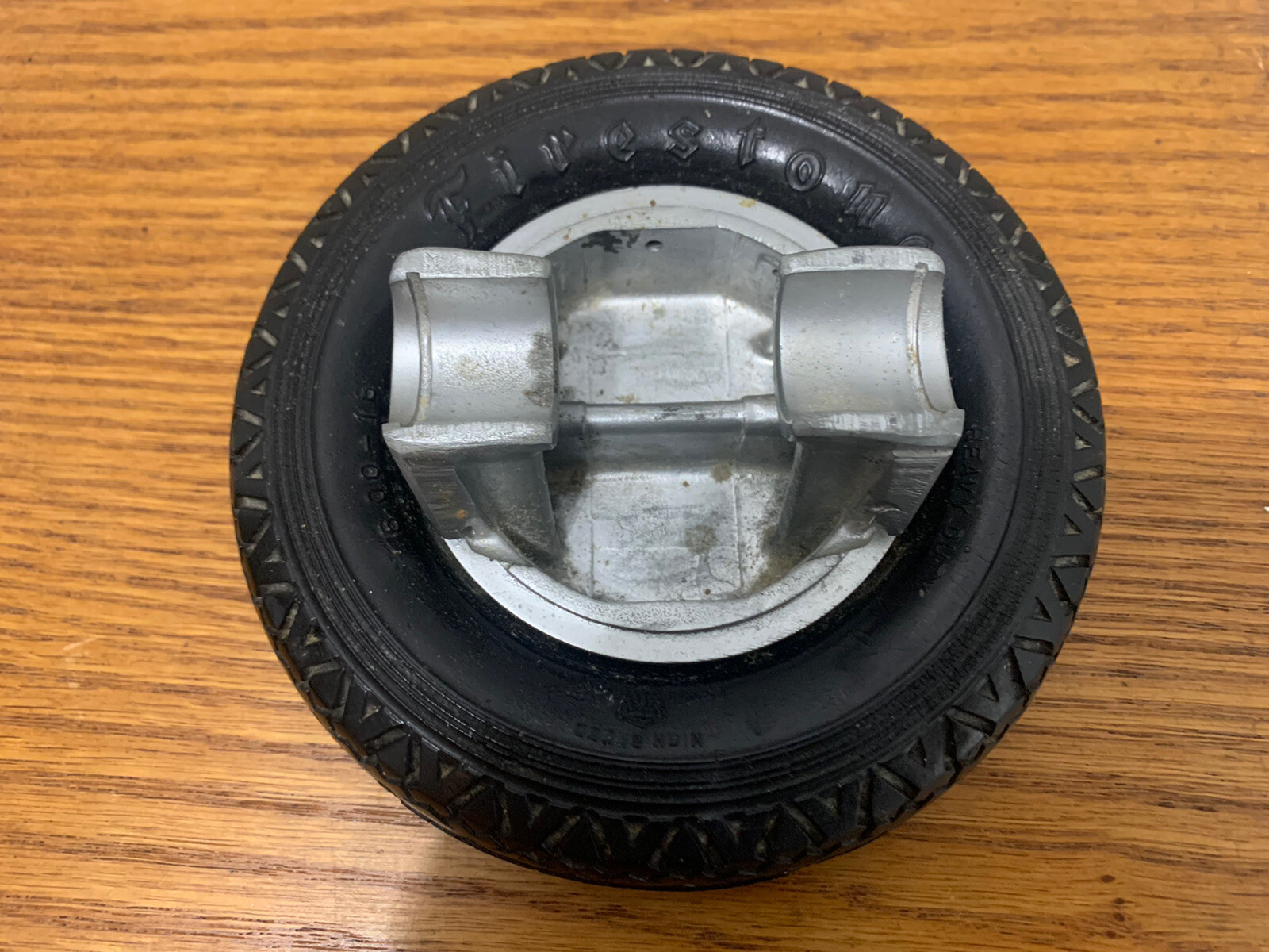 Vtg 1934 Chicago World\'s Fair Firestone Tire Ashtray& Piston w/History on Bottom