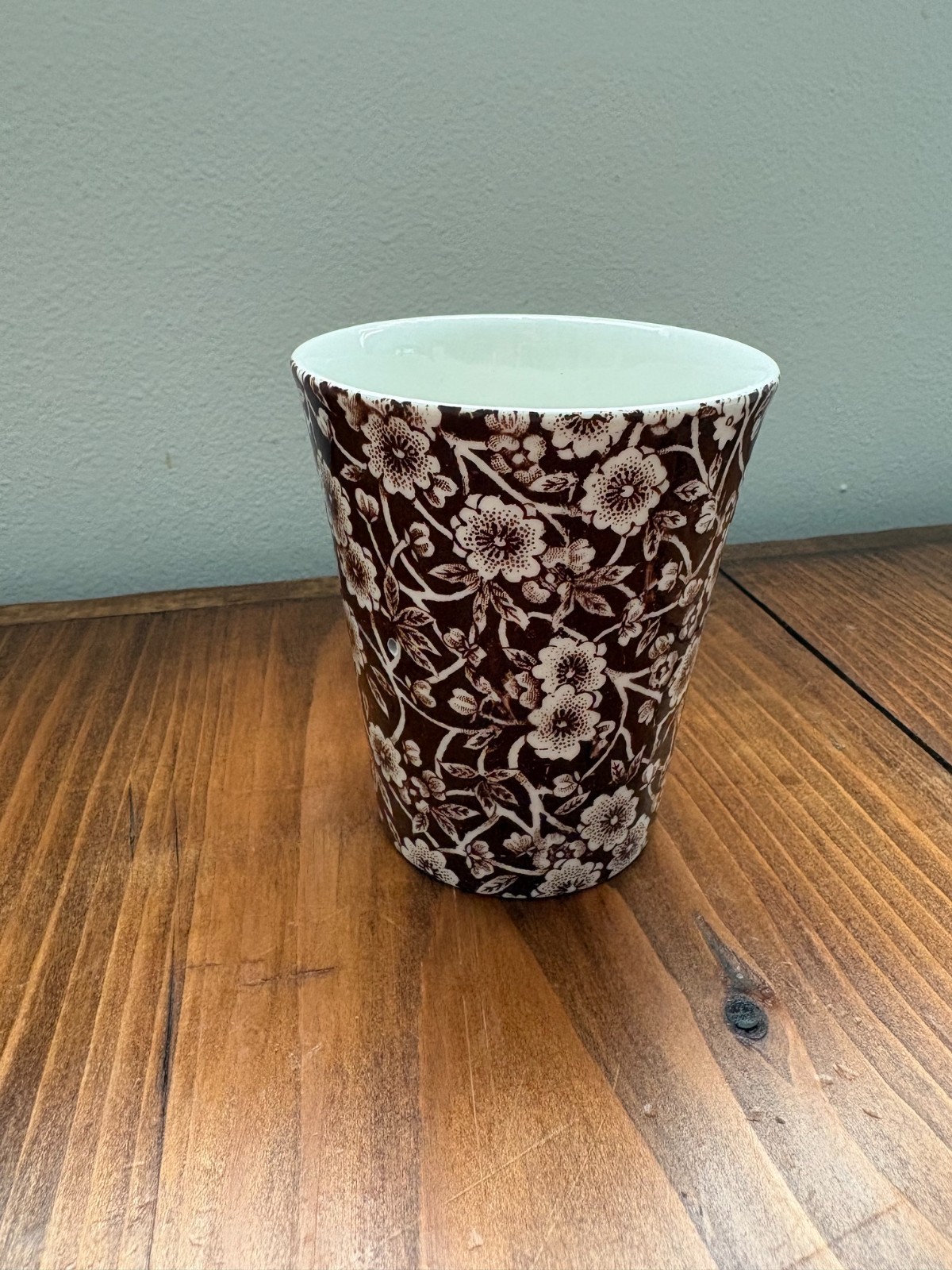 Vintage Rare CROWNFORD STAFFORDSHIRE CALICO BROWN BURLEIGH Tumbler cup ENGLAND