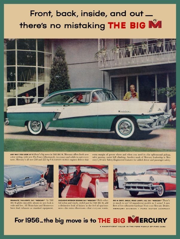 1956 Mercury Montclair in Teal & White New Metal Sign: 12x16\