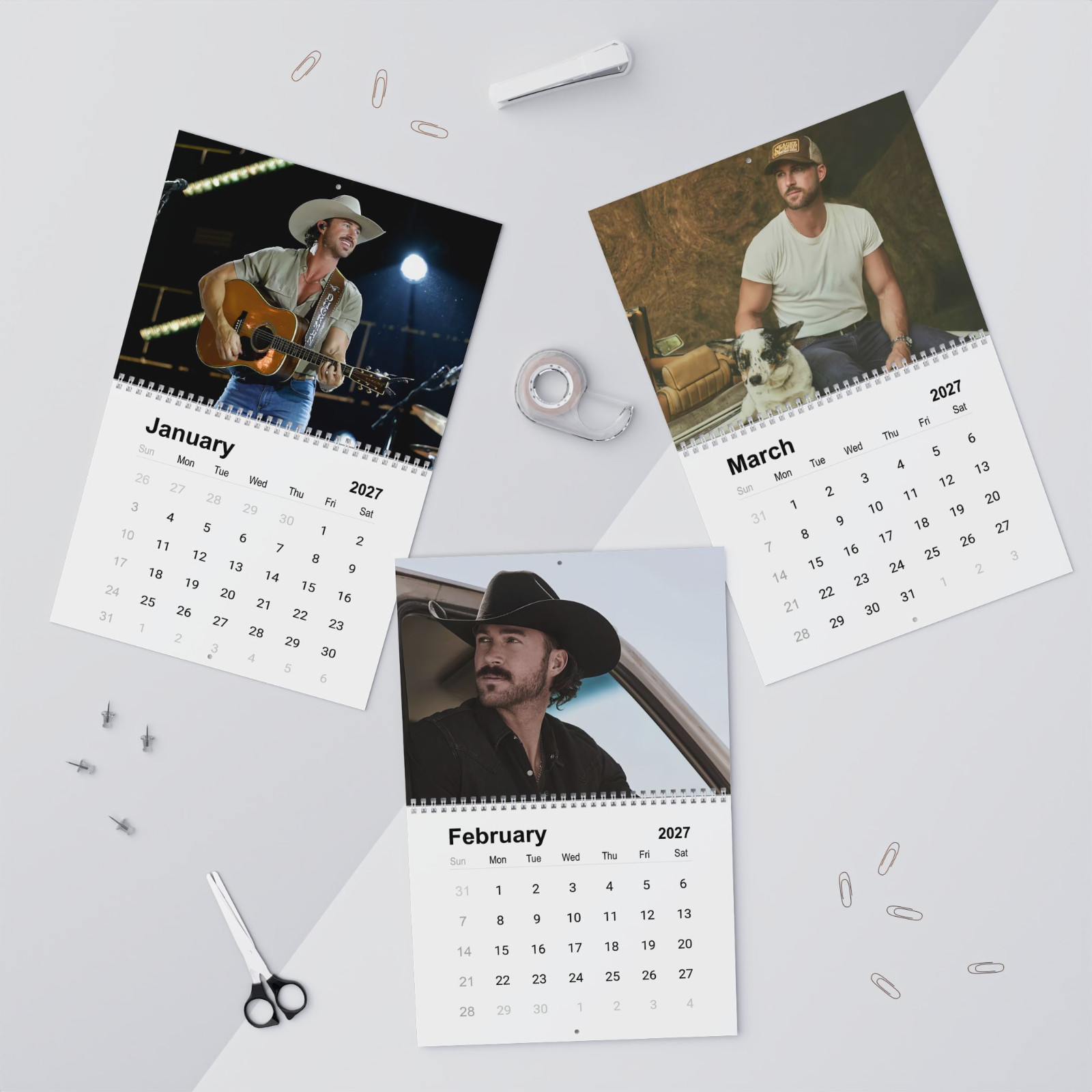 Riley Green Standard Wall Calendar 2027, Country Music Fans Gift