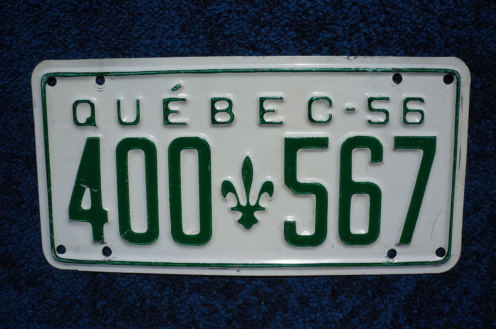 1956 QUEBEC Canada License Plate