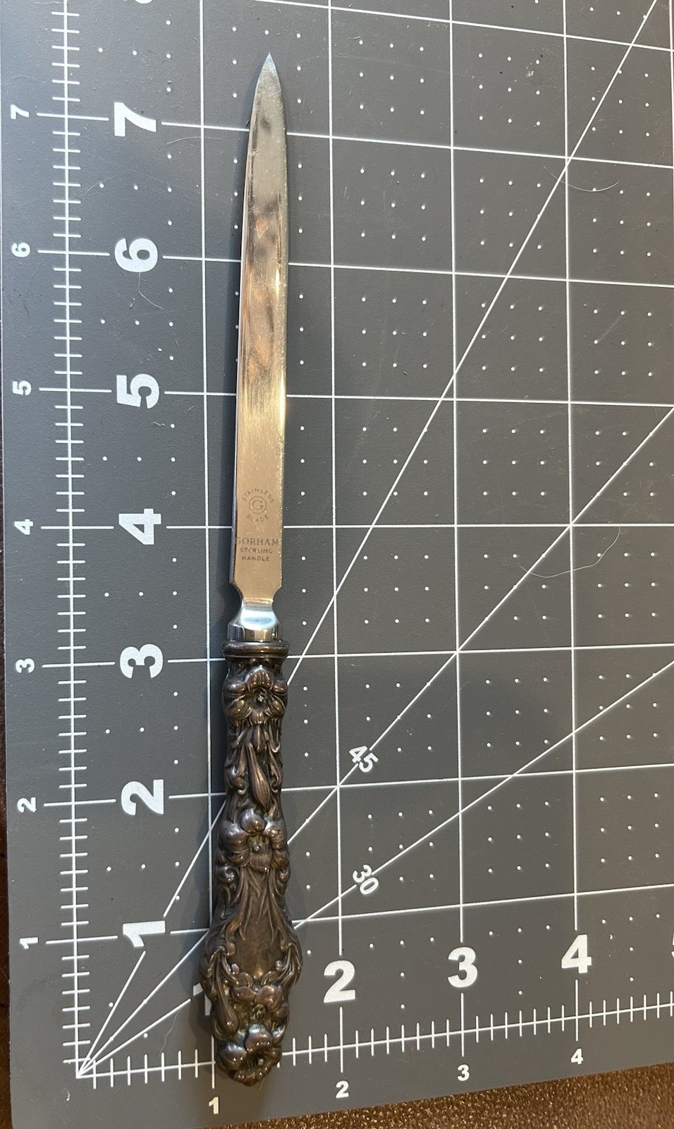 Vintage Gorham Sterling Silver Handle Letter Opener Lily Floral Stainless Blade