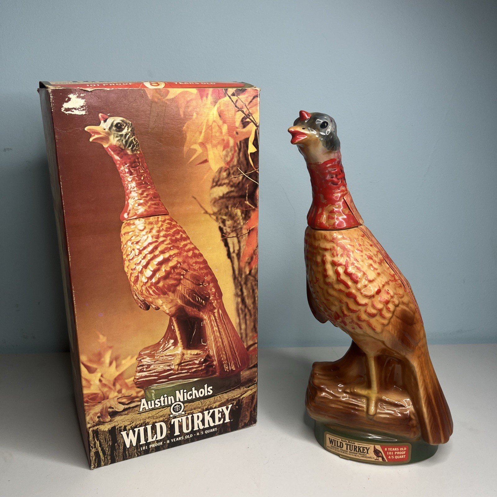 Austin Nichols Wild Turkey No.2 Decanter w/Original Box-Empty-Top 1F