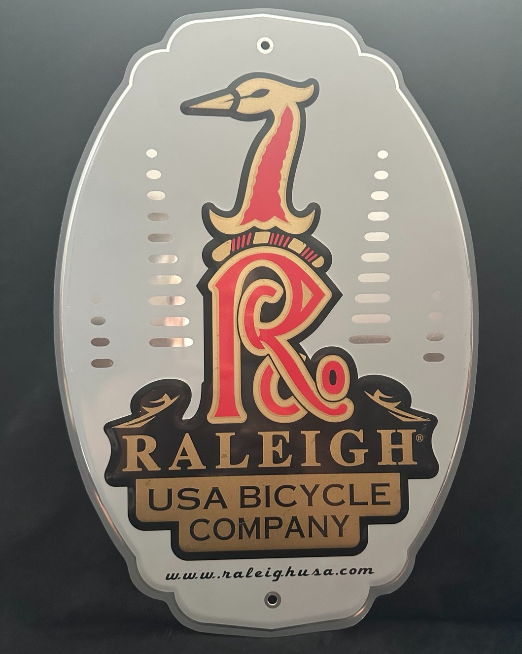 Raleigh USA Bicycle Company Dealer Advertising Sign 13.25  x 9.25  Vintage
