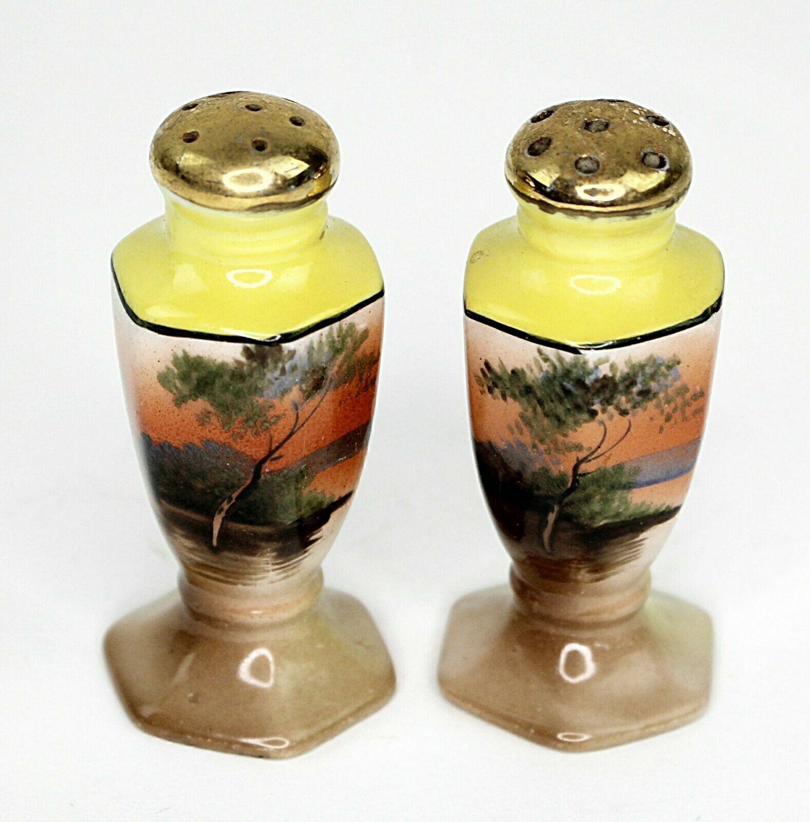 Vintage Ceramic Japan Luster Ware style Salt & Pepper Shakers Marked JAPAN