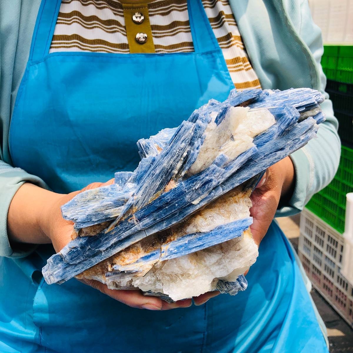 4.55LB Rare Natural beautiful Blue KYANITE with Quartz Crystal Specimen Rough