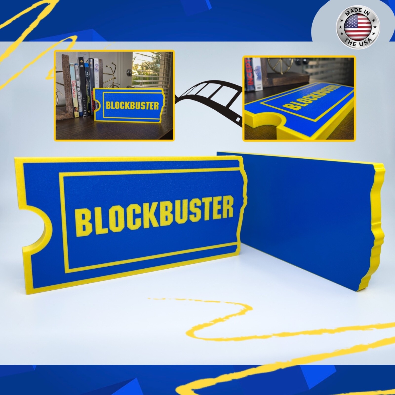 Large Blockbuster Video Ticket Sign Retro Home Theater Decor