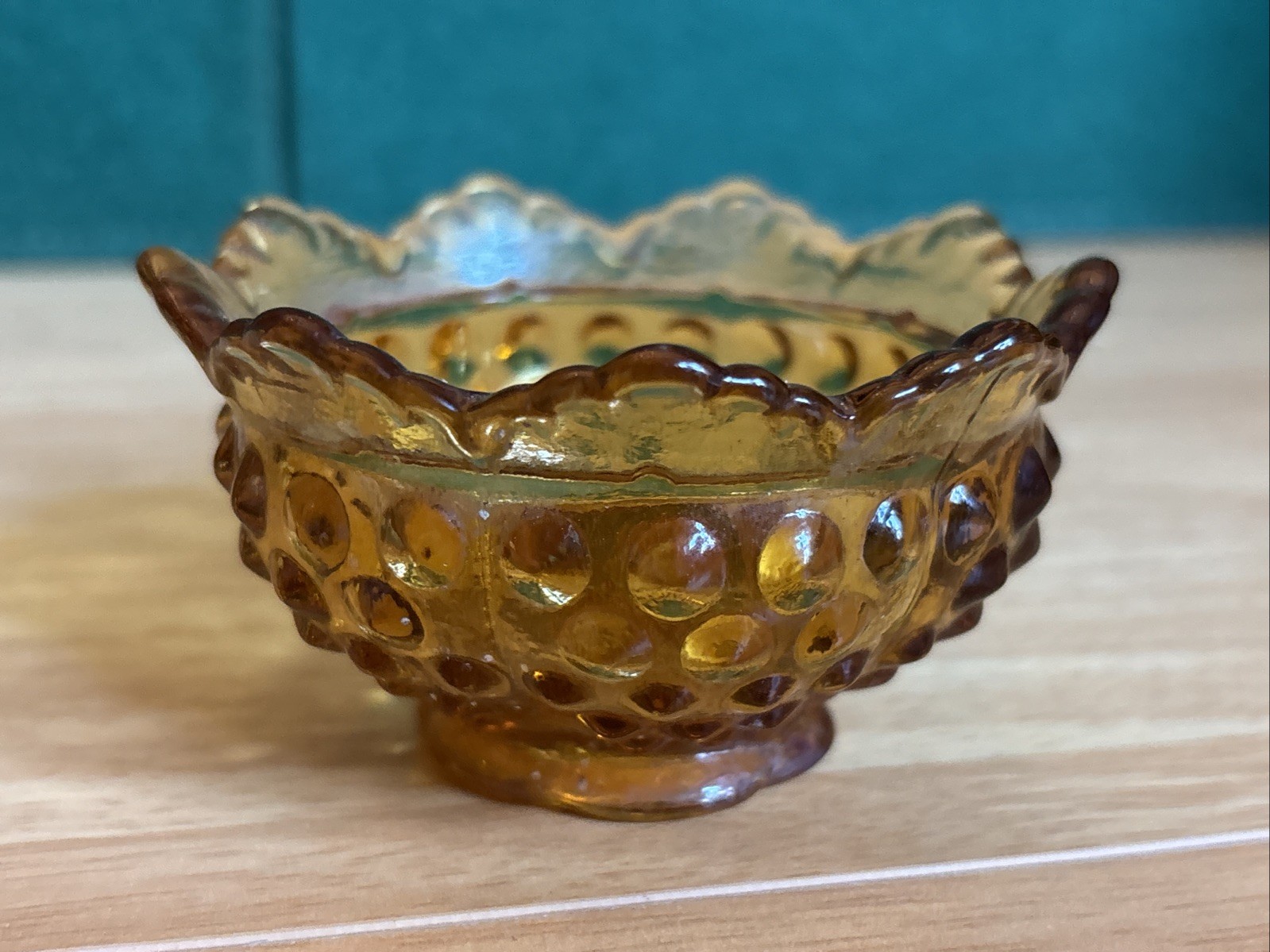 Fenton Amber Hobnail Glass Fairy Lamp Base Replacement Vintage 3.25\