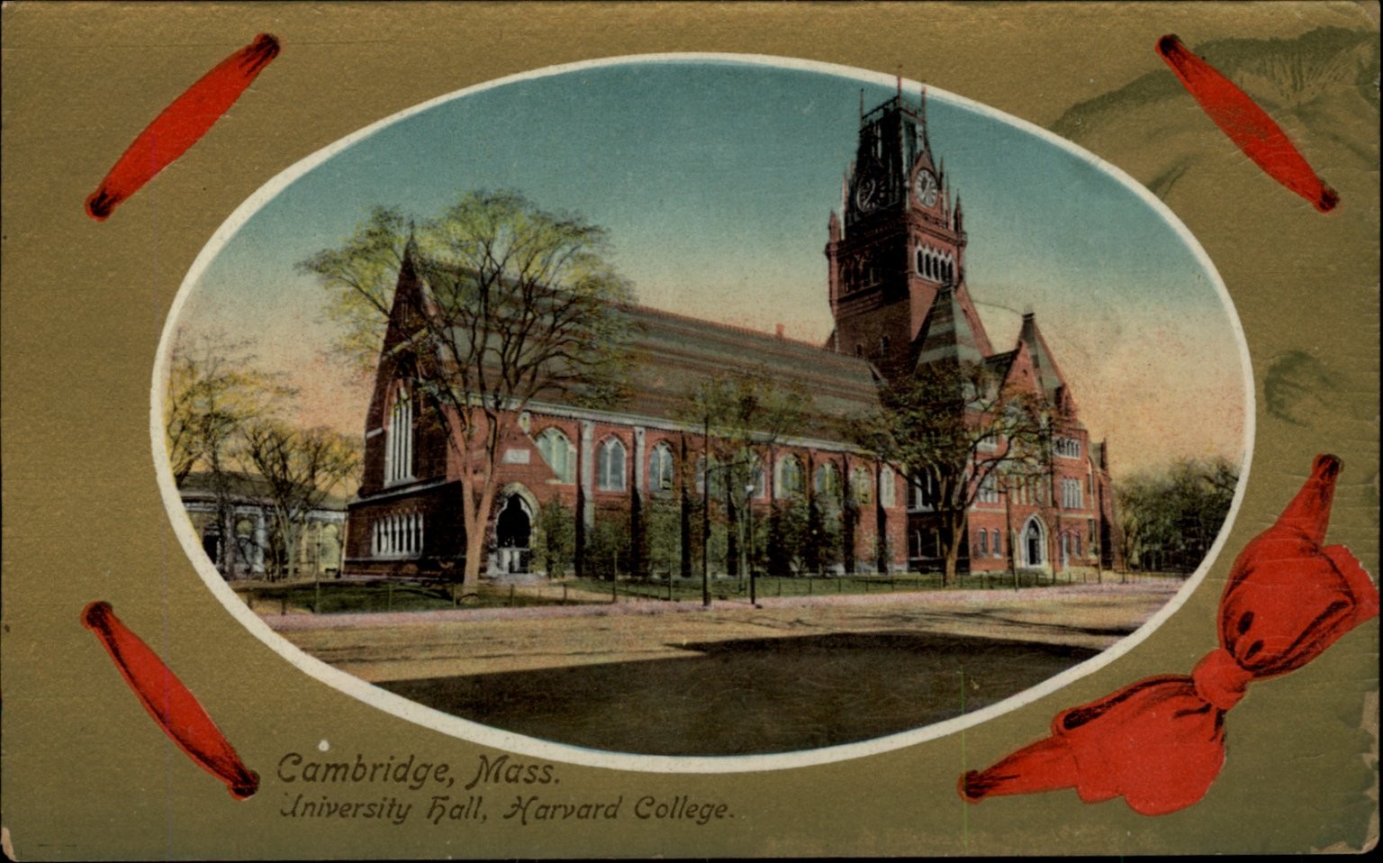 Cambridge MA University Hall Harvard College postcard n946