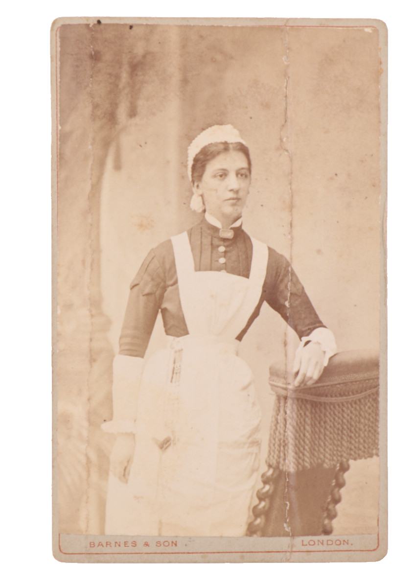 Damaged Victorian Era Carte de Visite Woman in Uniform London, England #224