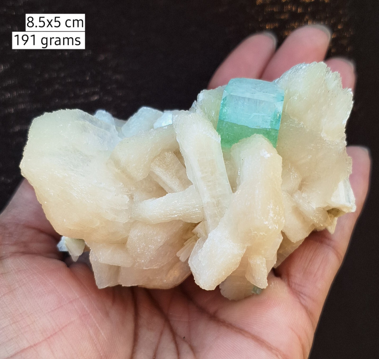 Superb green apophyllite cluster on stilbite base # 191