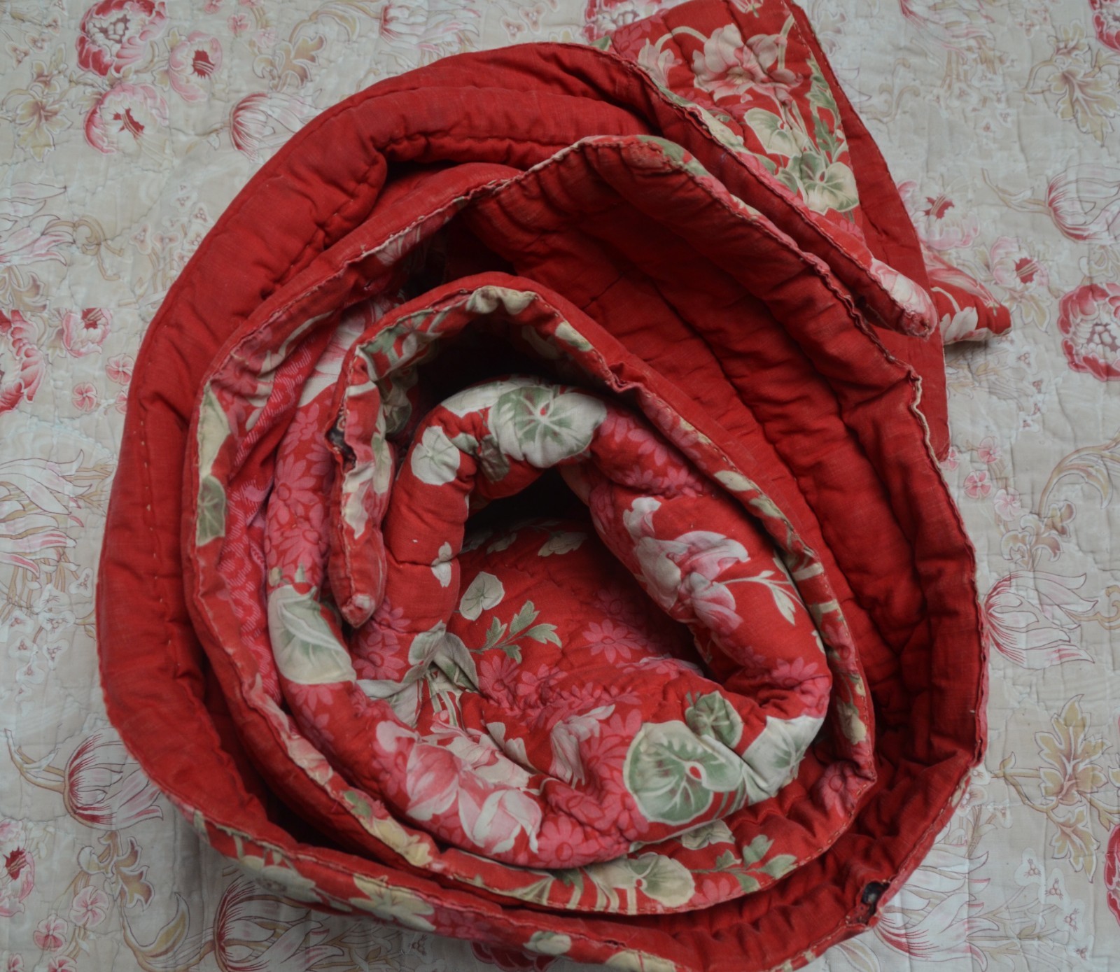antique French pure cotton Provencal quilt or boutis