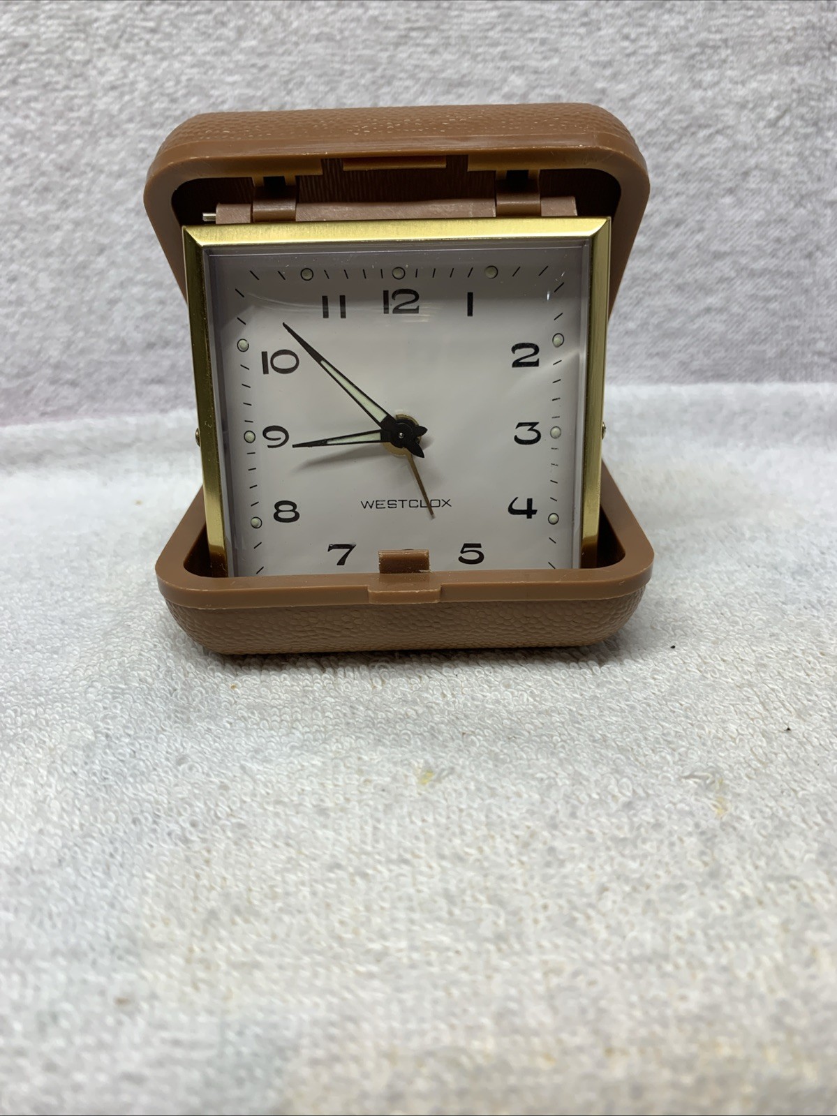 VTG Westclock Travel Alarm, Clock Wind Up Folding Plastic Case Tested Works