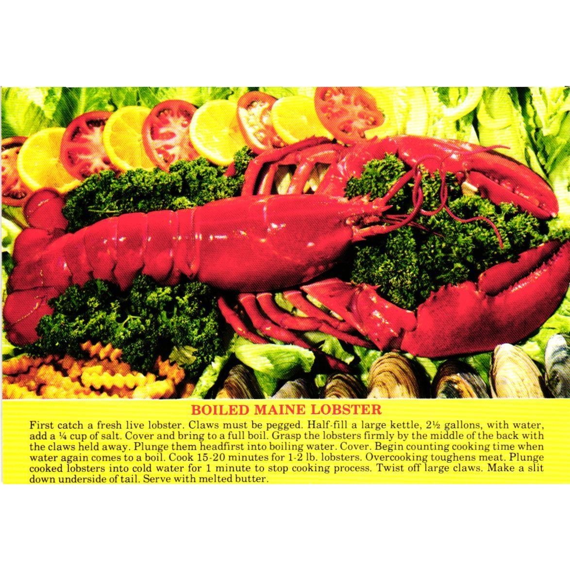 Vintage Maine Postcard Boiled Lobster Recipe America\'s Vacationland M-3105