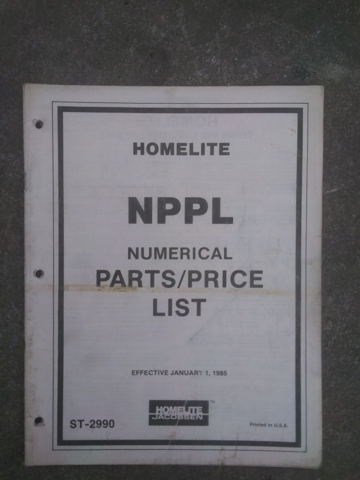 Vintage Original 1985 Homelite Jacobsen Numerical Parts List Dealer 47 page Book