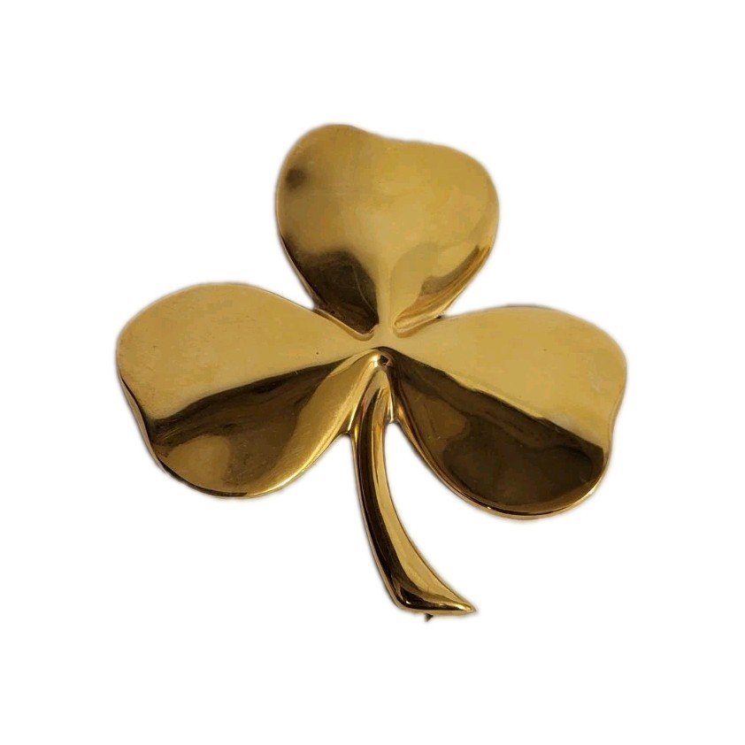 Vintage Gerity Three Leaf Clover Lucky Irish Paperweight 24k Gold Plated 