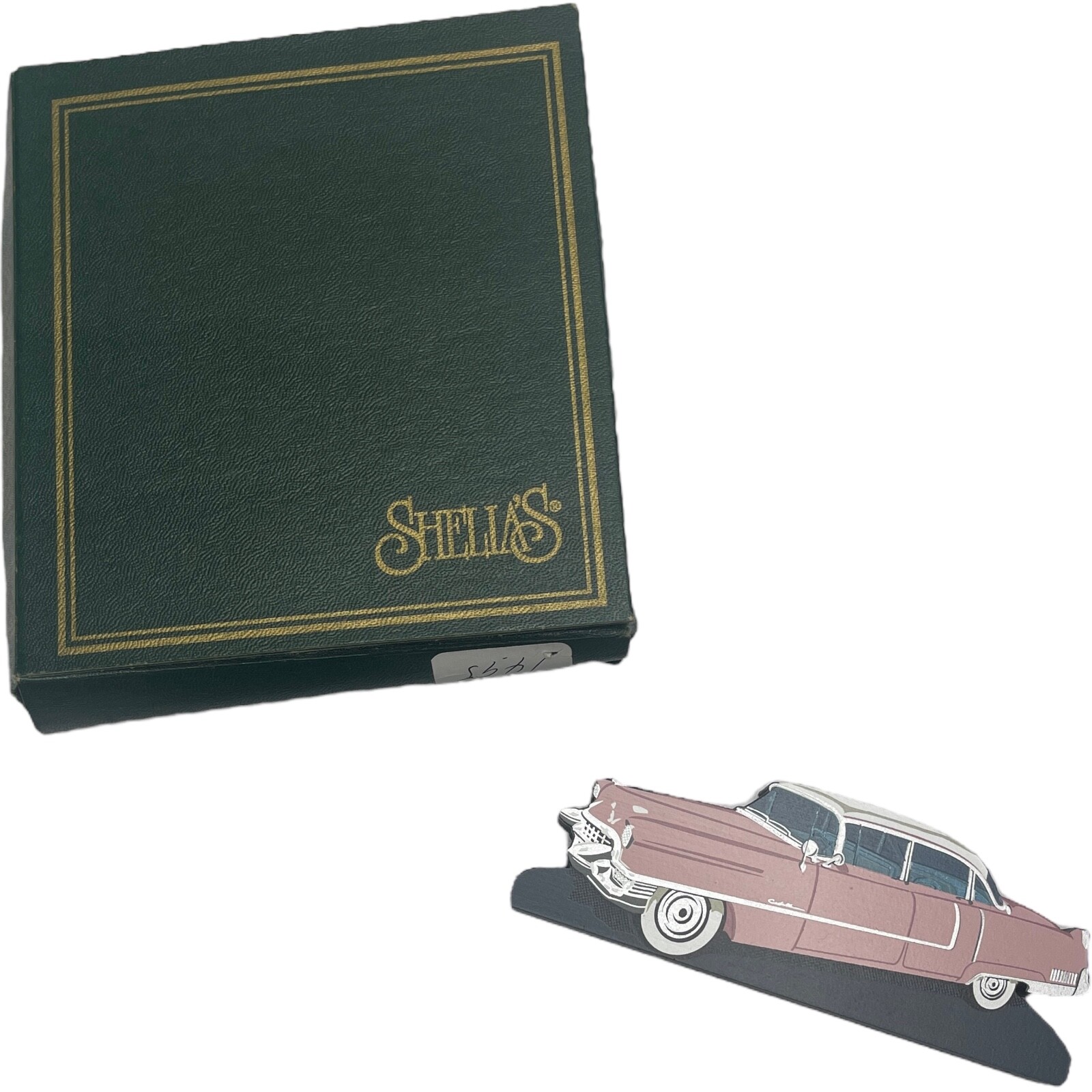 SHELIA\'S Collectibles SHELIA 50\'S CLASSIC VTG CAR CADILLAC PINK WOOD BOX WORN