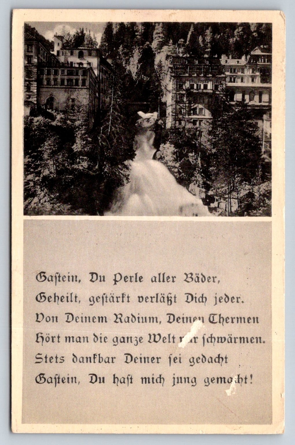 Bad Gastein Waterfall Austria Radium Thermal Spa Vintage Postcard
