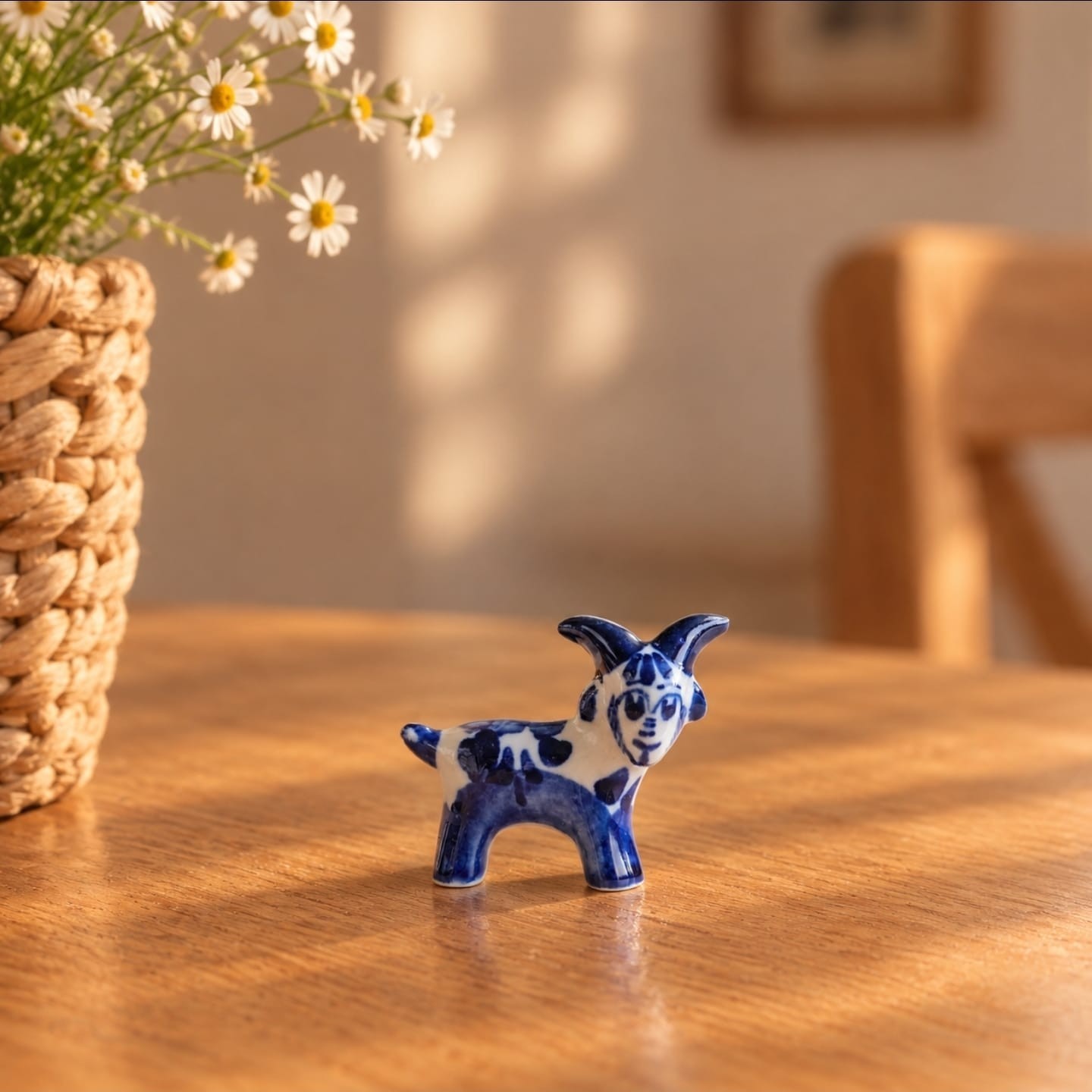 2027 Year of Goat Handmade Gzhel Porcelain Hand Painted Blue White Miniature 2\
