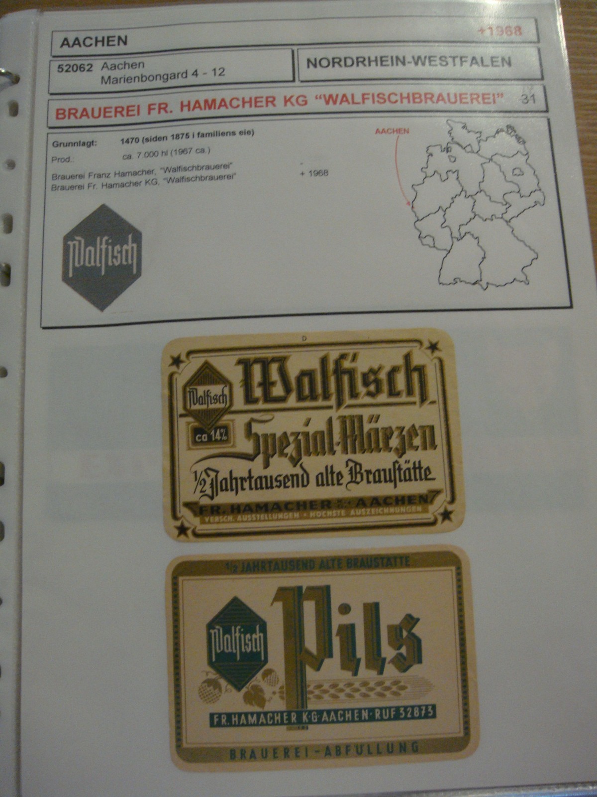 AACHEN - AKEN Old Beer Labels Collection / 14 Pictures / 280 Labels