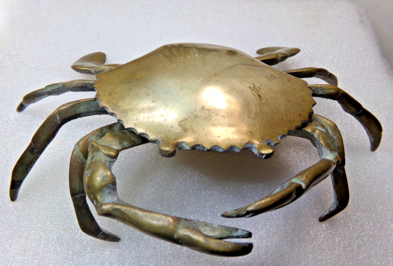 Vintage Solid Brass Crab Lift Top Trinket Box Or Ashtray 7\
