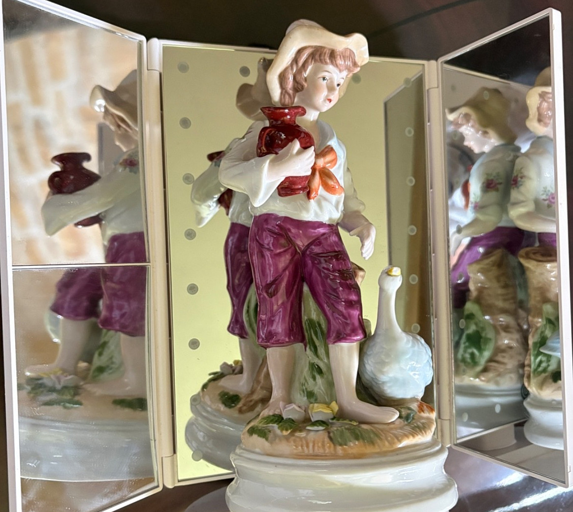 Vintage Mid-20th-Century European Porcelain Farm Boy with Duck Figurine 10\