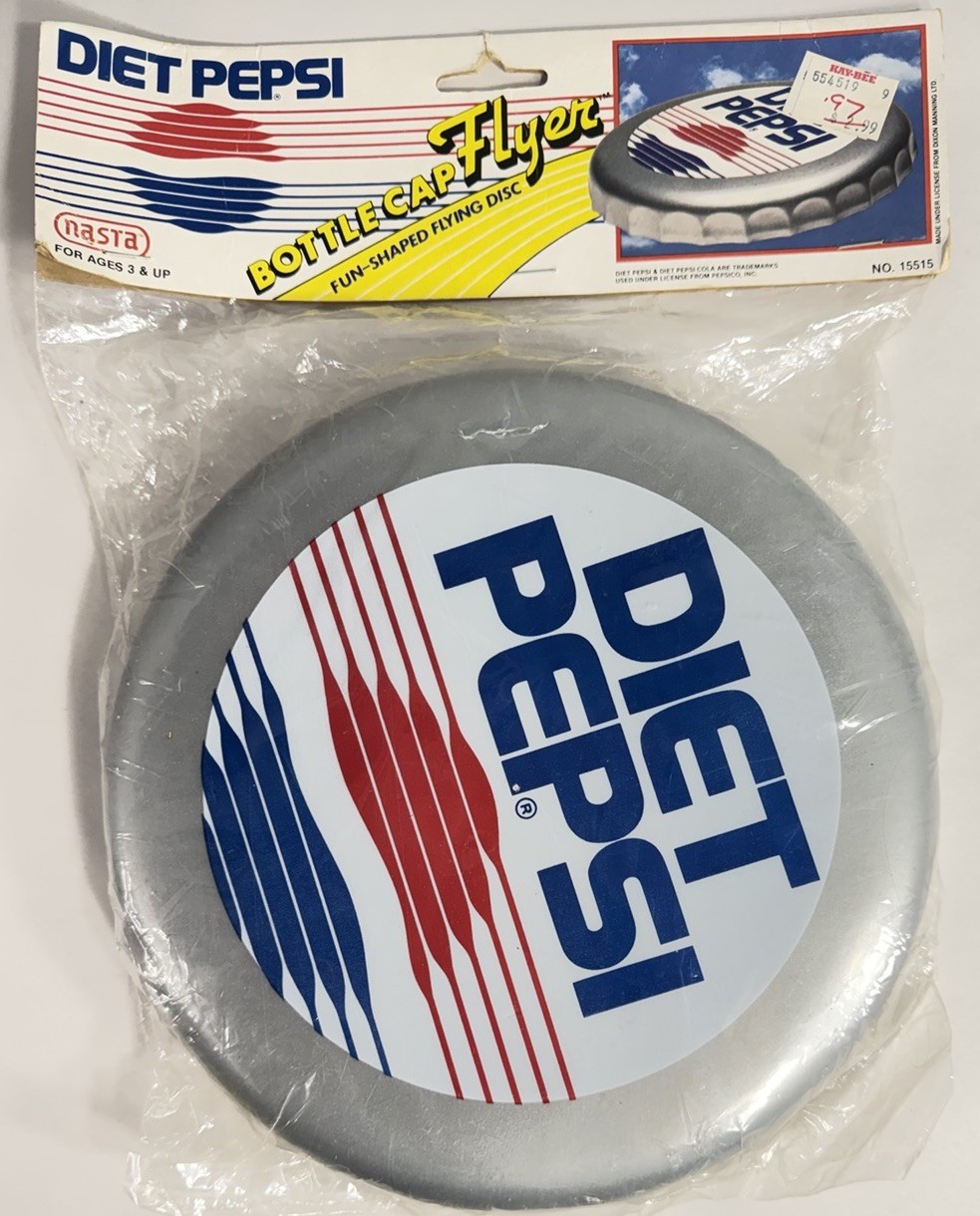 Diet Pepsi Bottle Cap Flyer Vtg 1980’s Fun-Shaped Flying Disc Nasta Frisbee