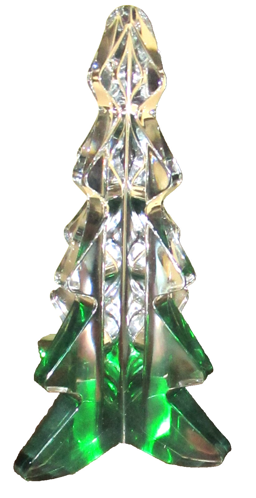 MIKASA CLEAR ART GLASS CRYSTAL CHRISTMAS SPIRIT TREE FIGURE GREEN TO CLEAR 8\