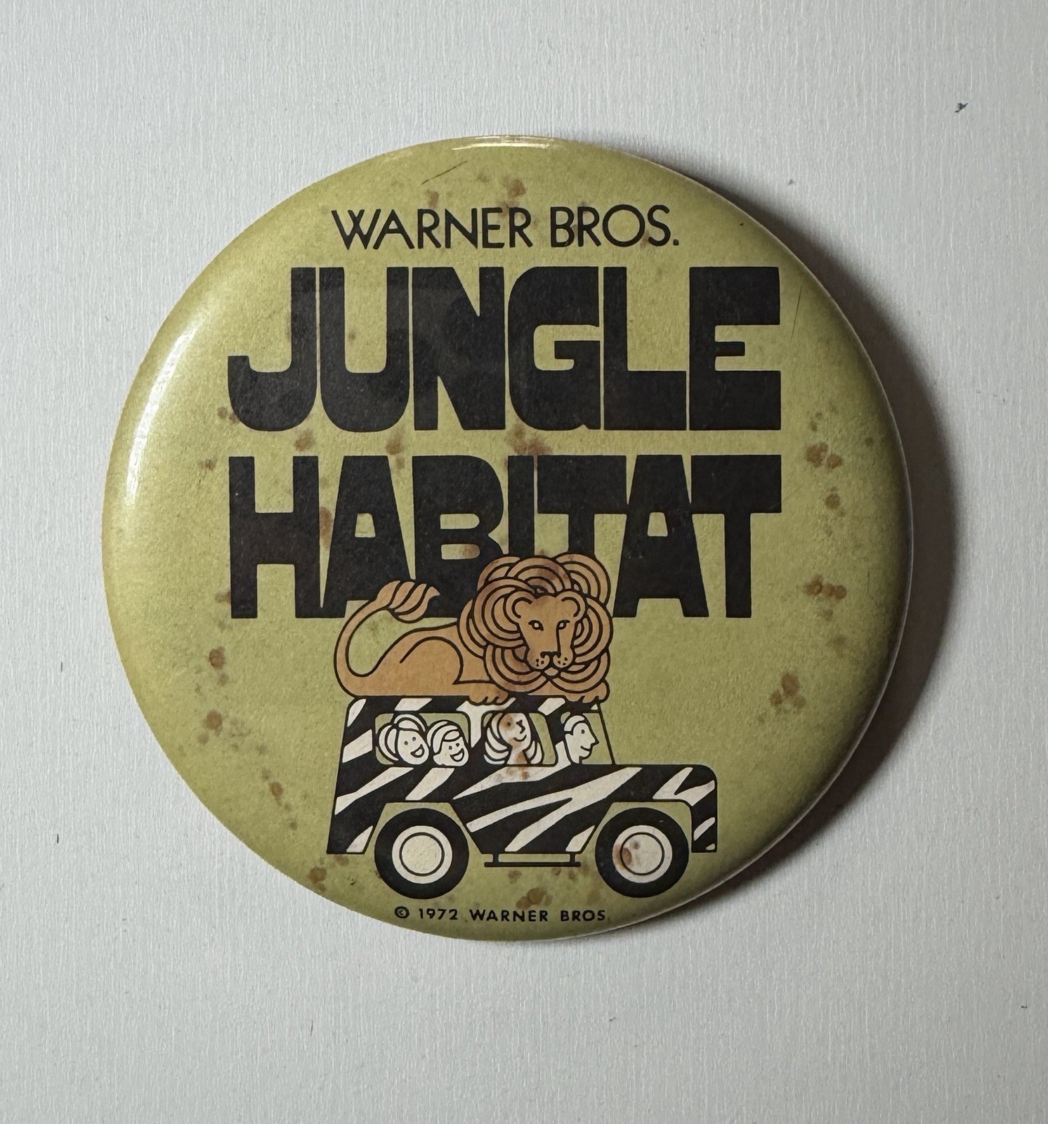 Vintage 1972 - Warner Bros Jungle Habitat Large 3” Pinback Button
