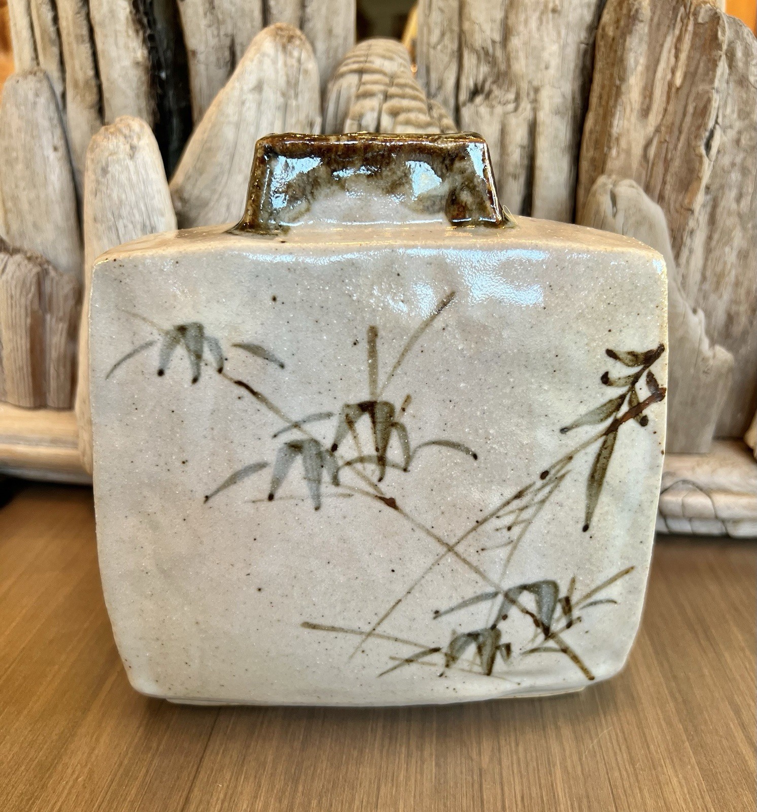 Vintage Hamada Shoji Style Vase Handpainted Drip Glaze Toyo Japan 7”