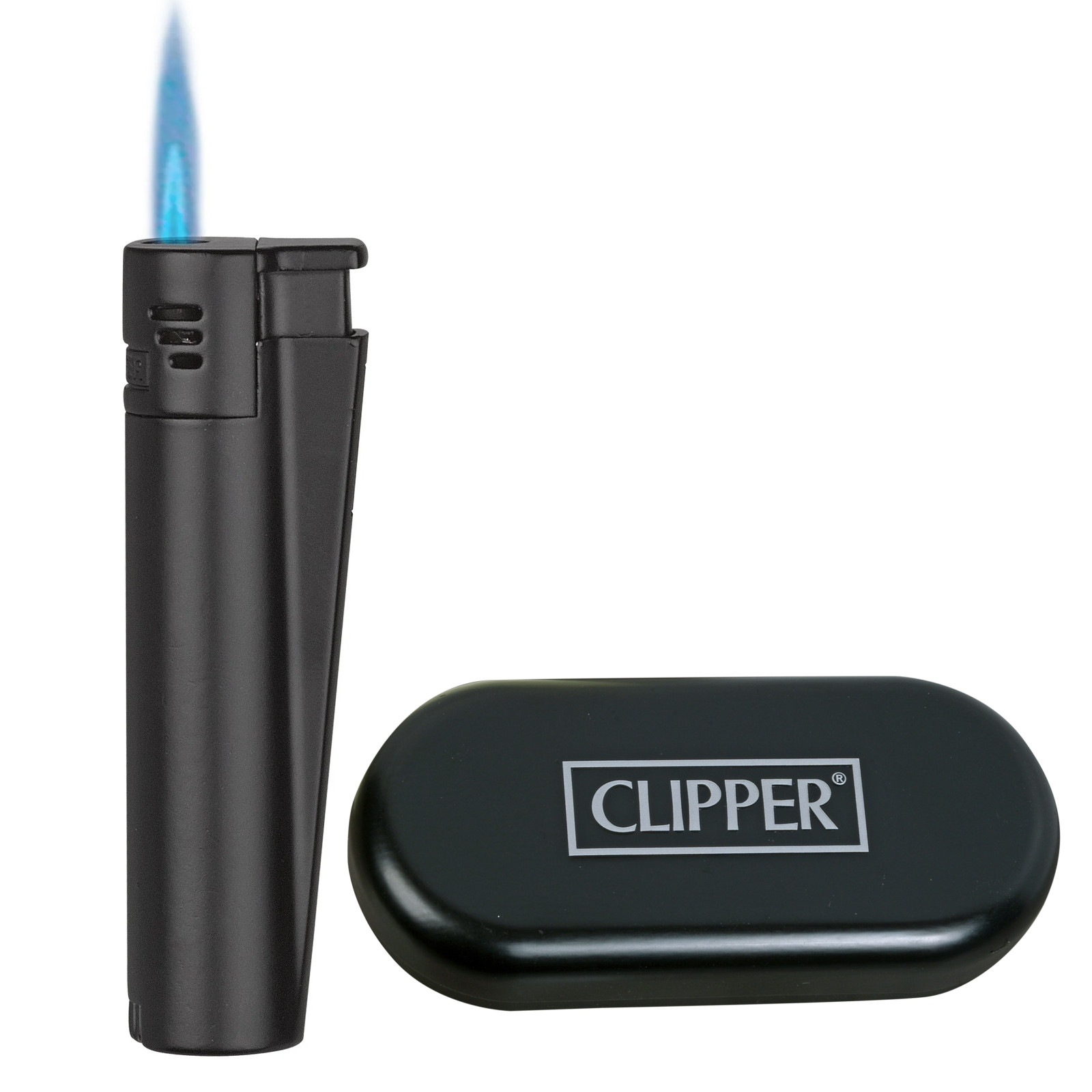 Clipper Metal Lighter - Refillable, Includes Case. Black JET Butane Lighters Clipper Metal Lighter - Refillable, Includes Case. Black JET Butane Lighters