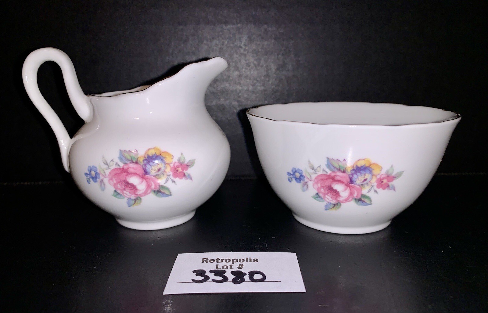 Allyn Nelson Collection Fine Bone China Floral Creamer & Sugar Bowl Set England Allyn Nelson Collection Fine Bone China Floral Creamer & Sugar Bowl Set England
