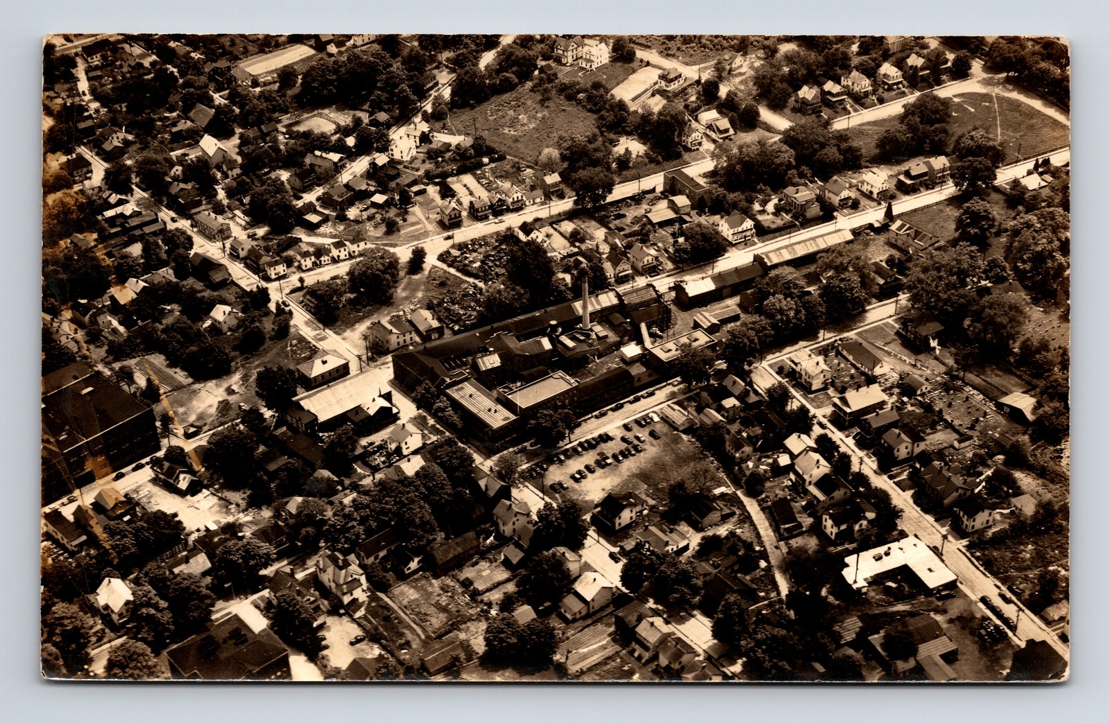 RPPC Aerial View of Unknown City Factory Real Photo Postcard RPPC Aerial View of Unknown City Factory Real Photo Postcard