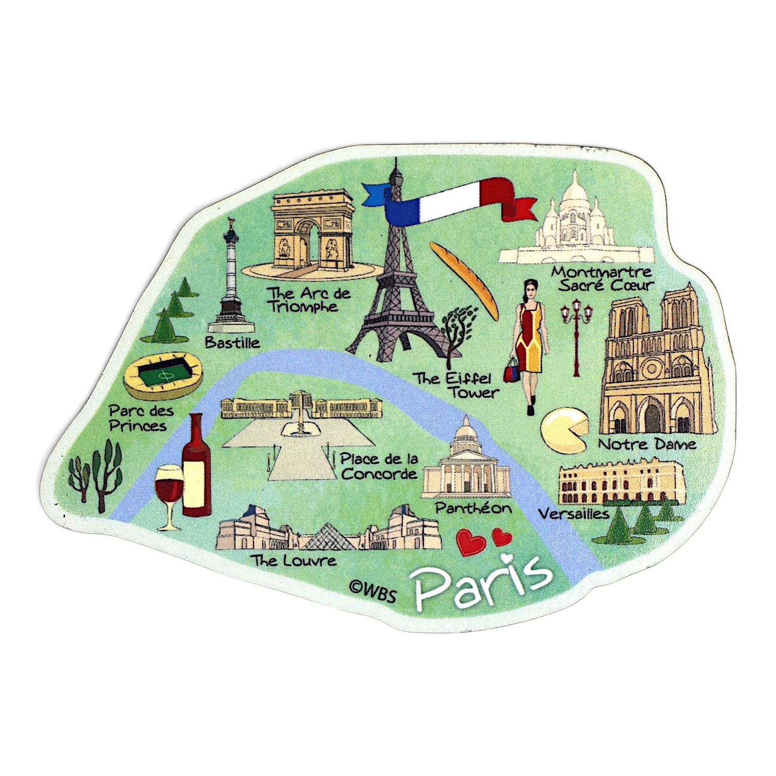 Paris France Decowood Jumbo Wood Fridge Magnet 3.75\