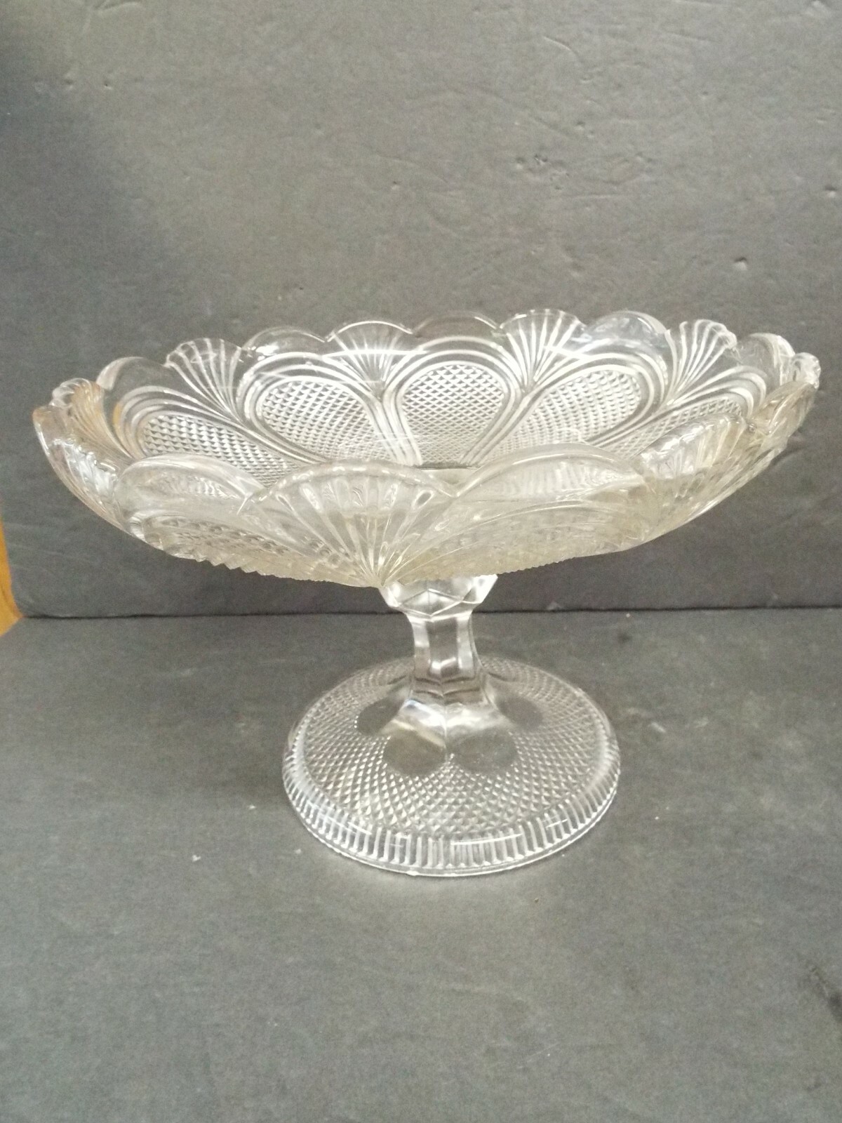 Antique 19th CENTURY ELEGANT GEORGE DAVIDSON DIAMOND POINT GLASS COMPOTE Bowl Antique 19th CENTURY ELEGANT GEORGE DAVIDSON DIAMOND POINT GLASS COMPOTE Bowl
