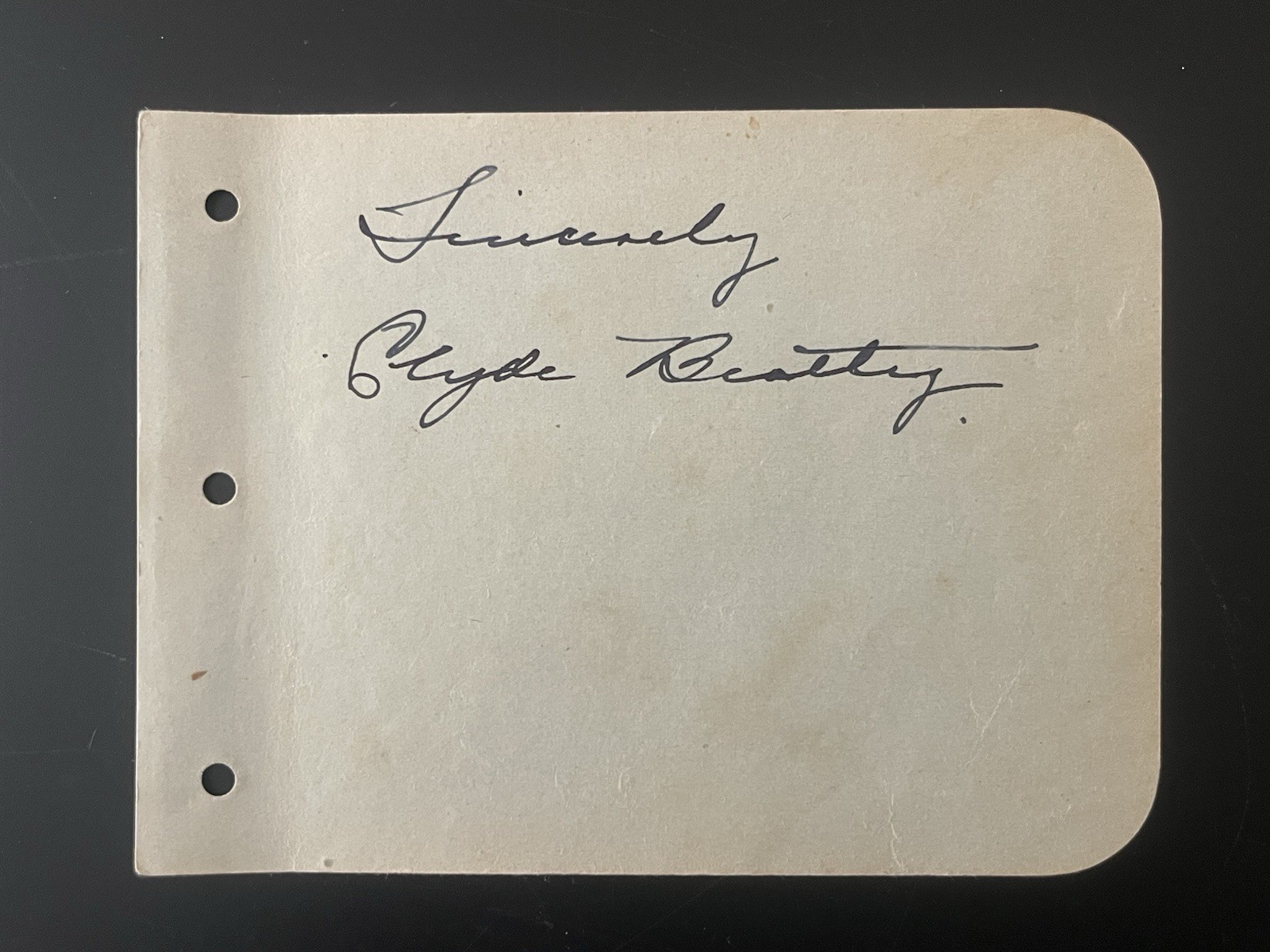 Clyde Beatty Signed Autograph Album Page Circus Ringmaster Animal Trainer Legend