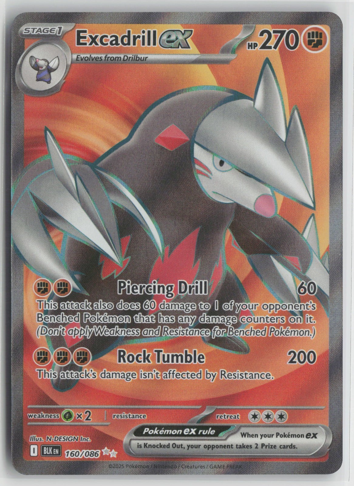 Excadrill ex Ultra Rare Holo BLK 160/086 NM