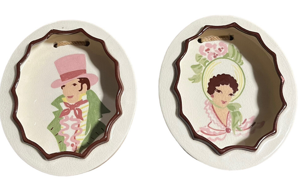 VINTAGE Hagen Renaker Shadow Boxes Victorian Man Woman c1950 Wall Portraits RARE VINTAGE Hagen Renaker Shadow Boxes Victorian Man Woman c1950 Wall Portraits RARE