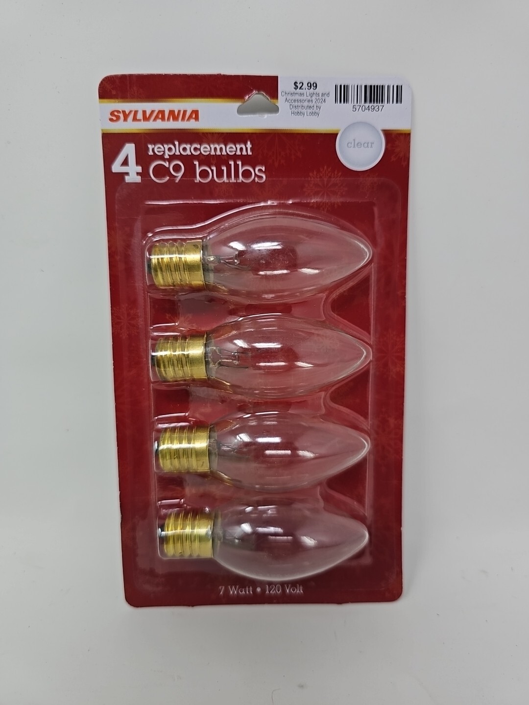 Sylvania- 4 Pack Outdoor Incandescent C9 Replacement Bulbs - CLEAR - NEW